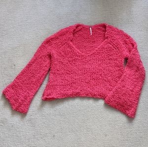 Free People Belle Sleeve Cropped Chunky Knit Sweater